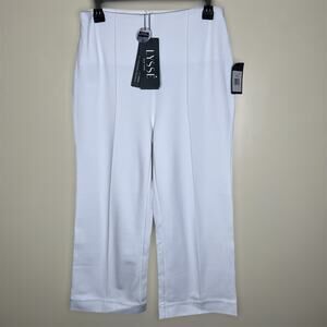 Lysse New York Pants Medium Womens White Cropped Wide Leg Ponte Pull On Stretch